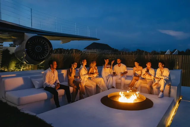 Guests at the fire pit