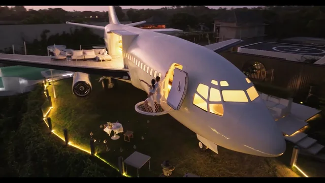 The jet lit up after dark
